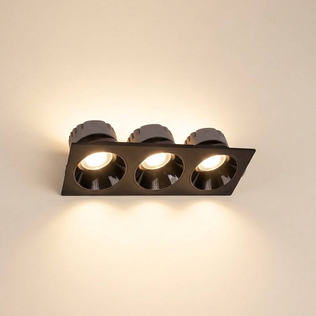 ACK 3x10W 3000K Günışığı 2550lm Kamaşma Önleyici Üçlü Sıva Altı Spot (247x88 mm Siyah Kasa) AD10-01701 - 3
