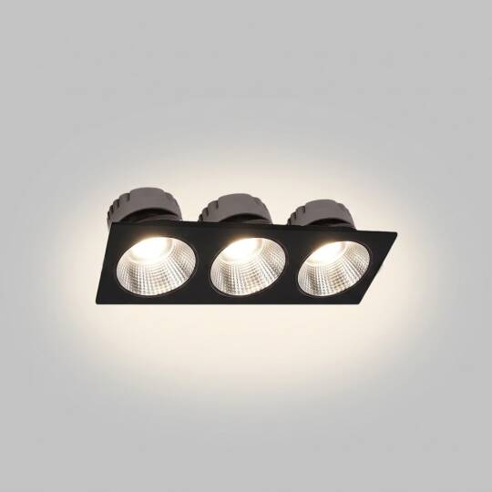 ACK 3x10W 4000K Ilık Beyaz 2600lm Kamaşma Önleyici Üçlü Sıva Altı Spot (247x88 mm Siyah Kasa) AD10-01711 - 3