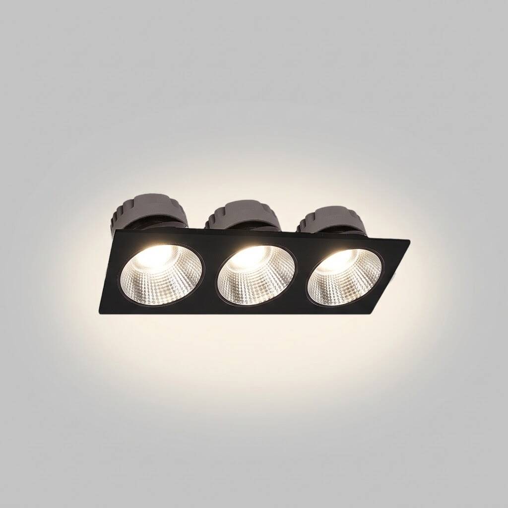 ACK 3x10W 4000K Ilık Beyaz 2600lm Kamaşma Önleyici Üçlü Sıva Altı Spot (247x88 mm Siyah Kasa) AD10-01711 - 3