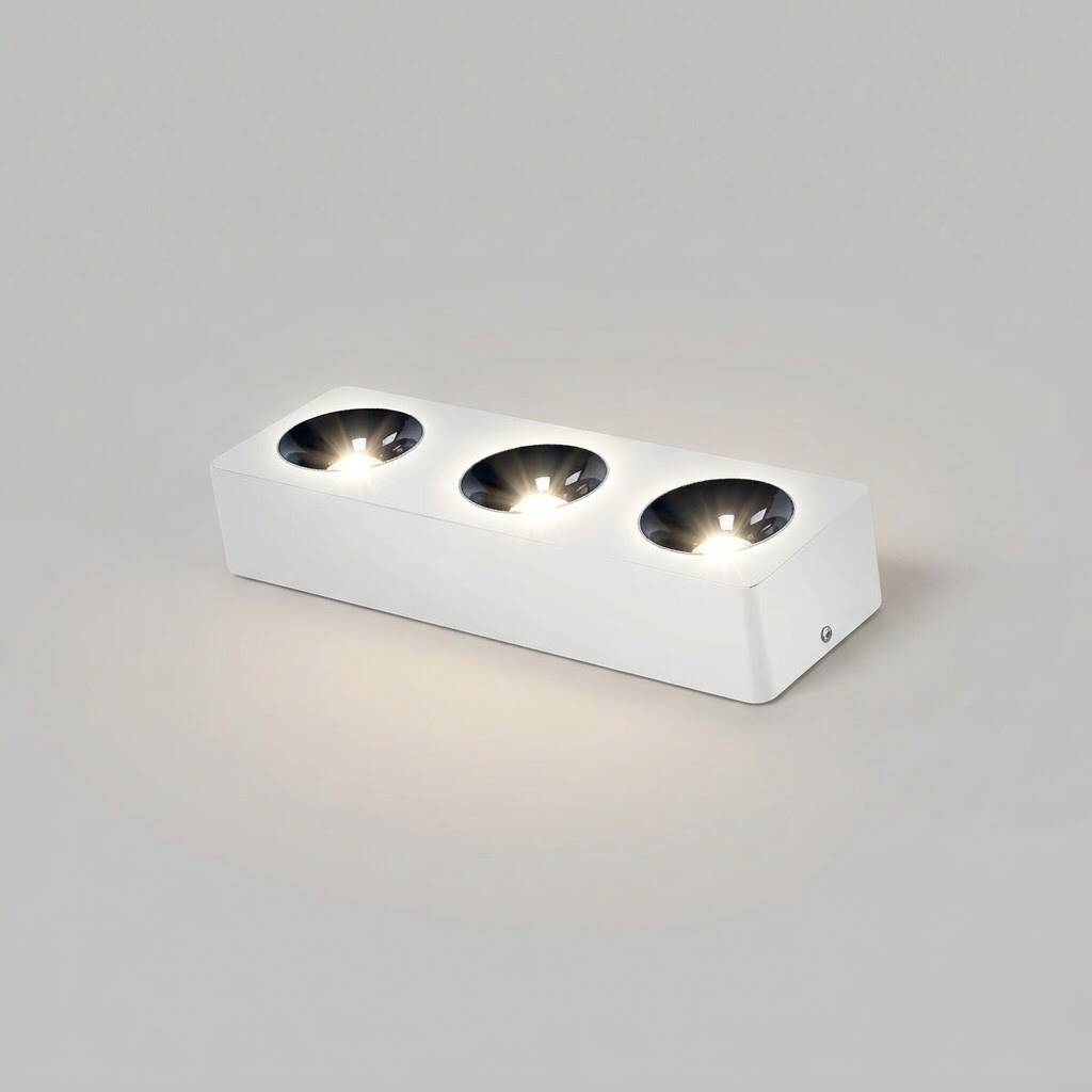 ACK 3x10W 4000K Ilık Beyaz 3090lm Kamaşma Önleyici Üçlü Sıva Üstü Spot (313x102 mm Beyaz Kasa) AH12-01310 - 3