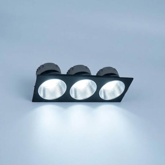 ACK 3x10W 6500K Beyaz 2700lm Kamaşma Önleyici Üçlü Sıva Altı Spot (247x88 mm Siyah Kasa) AD10-01731 - 3