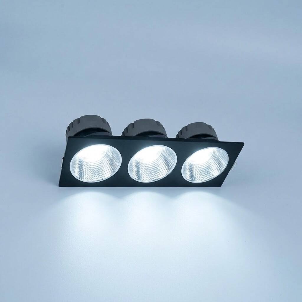 ACK 3x10W 6500K Beyaz 2700lm Kamaşma Önleyici Üçlü Sıva Altı Spot (247x88 mm Siyah Kasa) AD10-01731 - 3