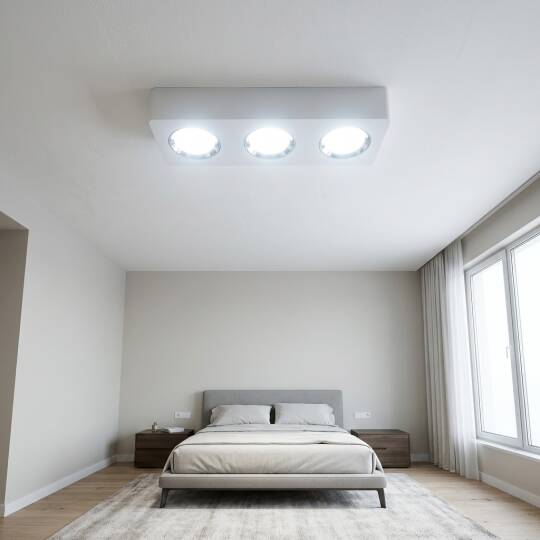 ACK 3x10W 6500K Beyaz 3150lm Kamaşma Önleyici Üçlü Sıva Üstü Spot (313x102 mm Beyaz Kasa) AH12-01330 - 2