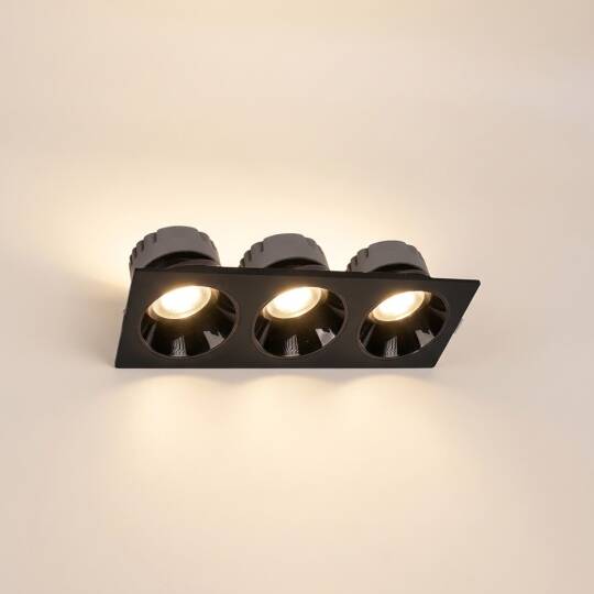 ACK 3x18W 3000K Günışığı 4590lm Kamaşma Önleyici Üçlü Sıva Altı Spot (318x115 mm Siyah Kasa) AD10-02701 - 3