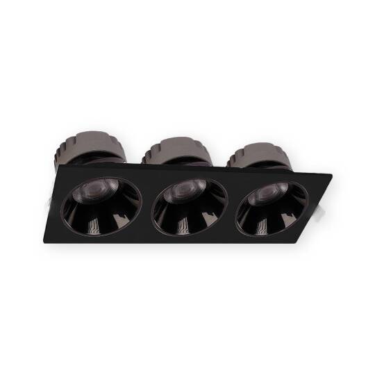 ACK 3x18W 4000K Ilık Beyaz 4698lm Kamaşma Önleyici Üçlü Sıva Altı Spot (318x115 mm Siyah Kasa) AD10-02711