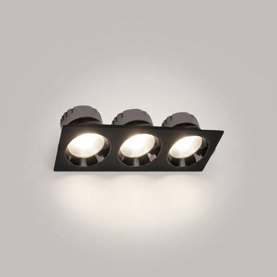ACK 3x25W 4000K Ilık Beyaz 6525lm Kamaşma Önleyici Üçlü Sıva Altı Spot (390x140 mm Siyah Kasa) AD10-03711 - 3