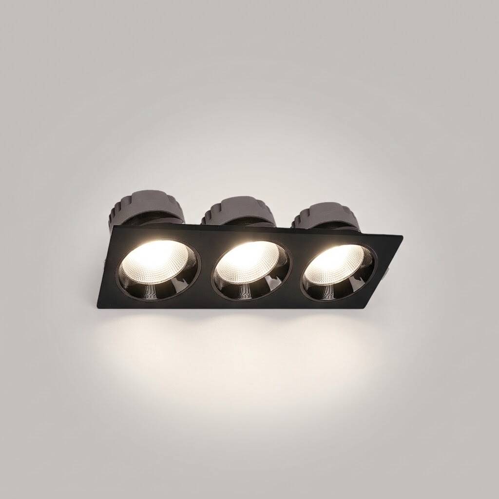 ACK 3x25W 4000K Ilık Beyaz 6525lm Kamaşma Önleyici Üçlü Sıva Altı Spot (390x140 mm Siyah Kasa) AD10-03711 - 3