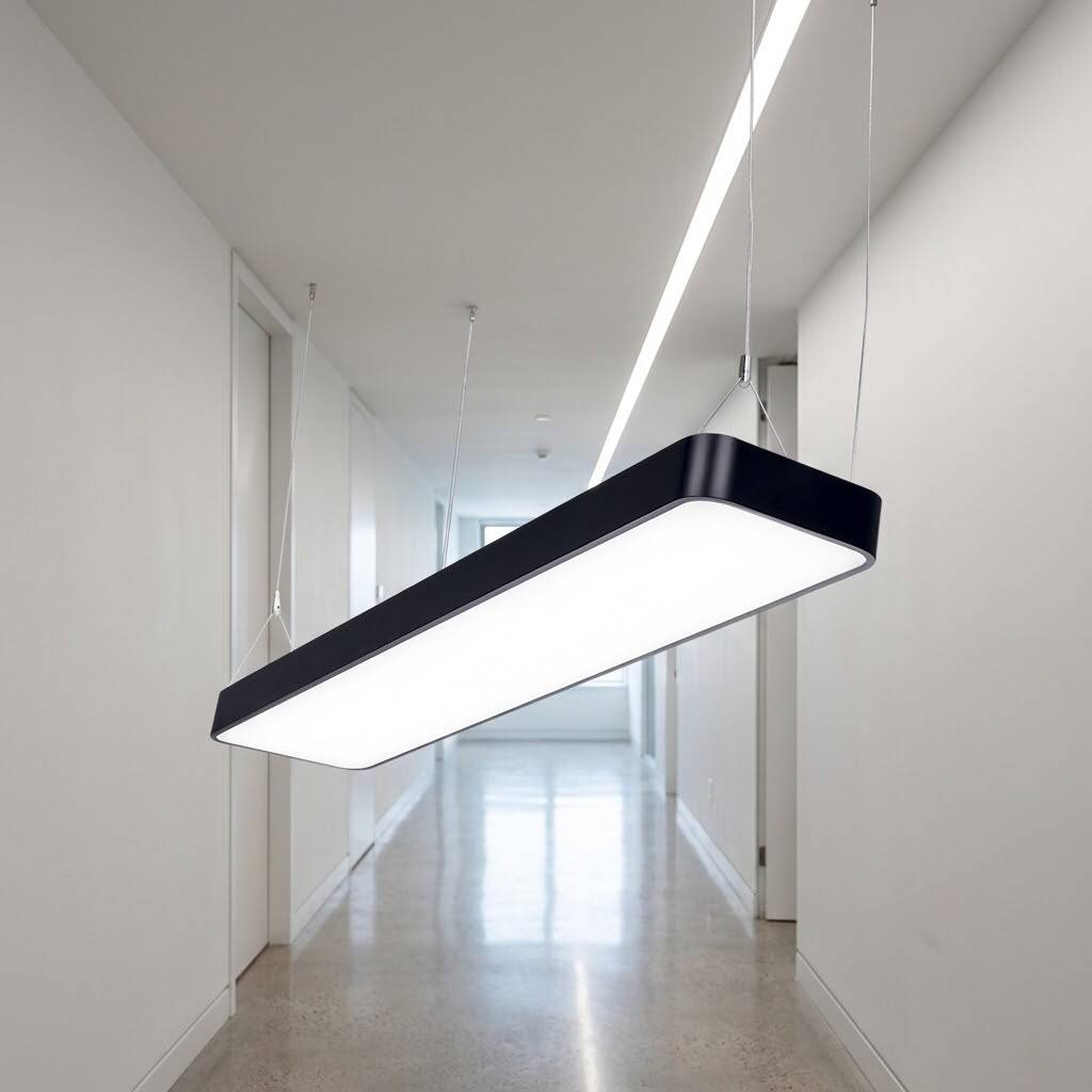 ACK 42W Geniş Çaplı Dekoratif Linear Sarkıt Armatür 15cmX100cm Dikdörtgen İnce Siyah Kasa AL02-10001 - 2