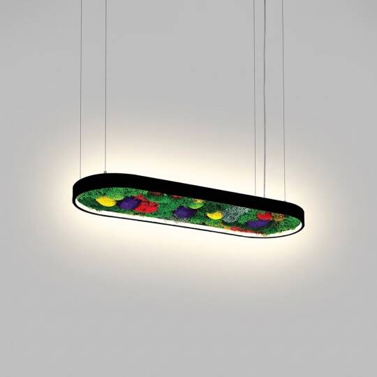 ACK 45W Yapay Yosunlu Biyofilik Dekoratif Linear Sarkıt 30x120 cm Oval Yosunlu Tavan Siyah Kasa AL02-21201 - 3
