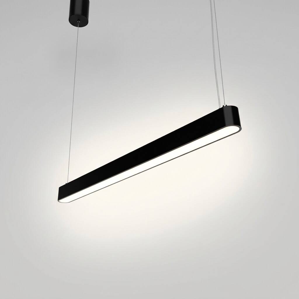 ACK 48W Geniş Çaplı Dekoratif Linear Sarkıt Armatür 150 cm Düz Çubuk Siyah Kasa AL02-14501 - 3