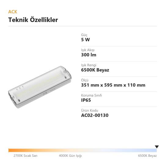 ACK 5W 6500K 300lm IP65 Şarjlı LED Işıldak (Pro Series) AC02-00130 - 4