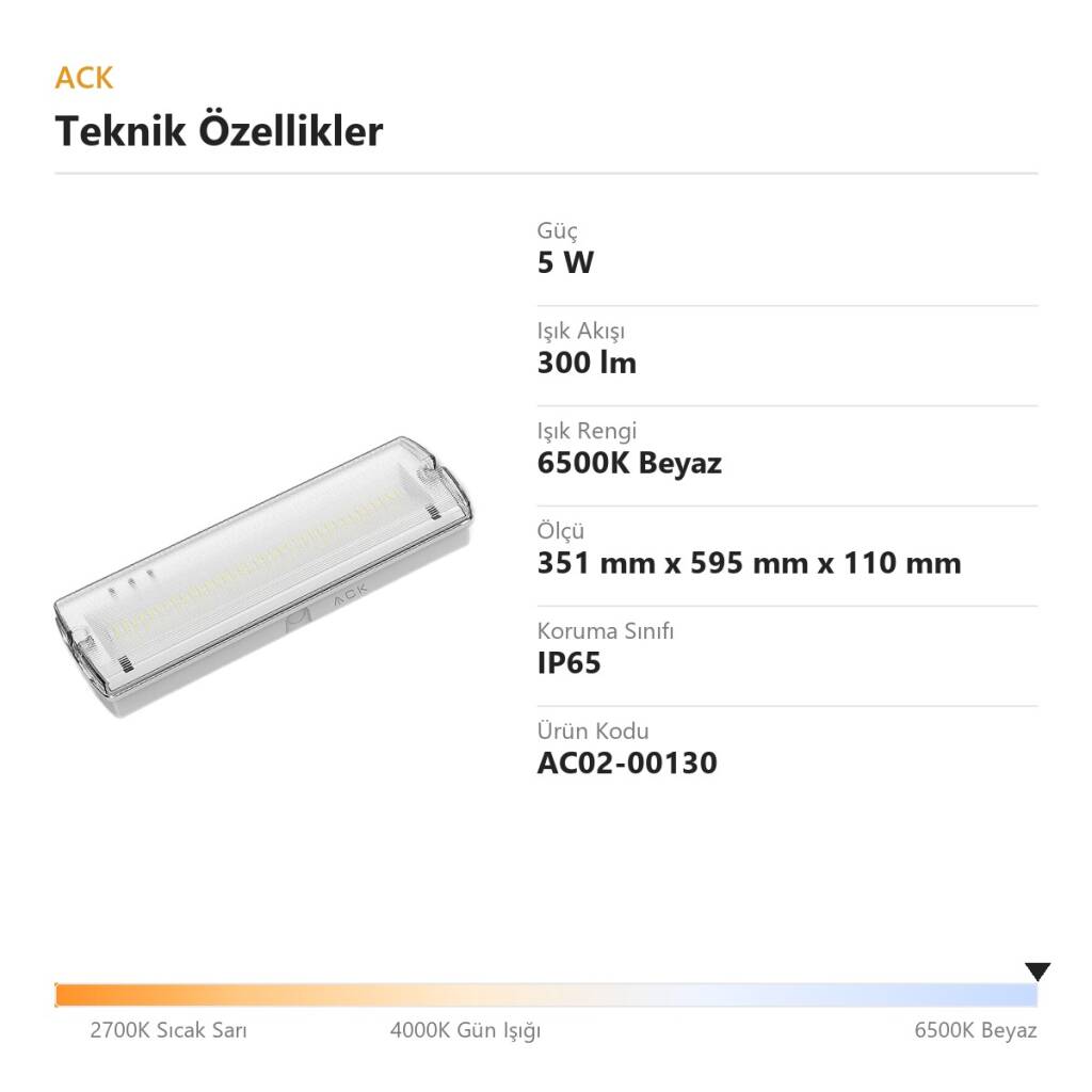 ACK 5W 6500K 300lm IP65 Şarjlı LED Işıldak (Pro Series) AC02-00130 - 4