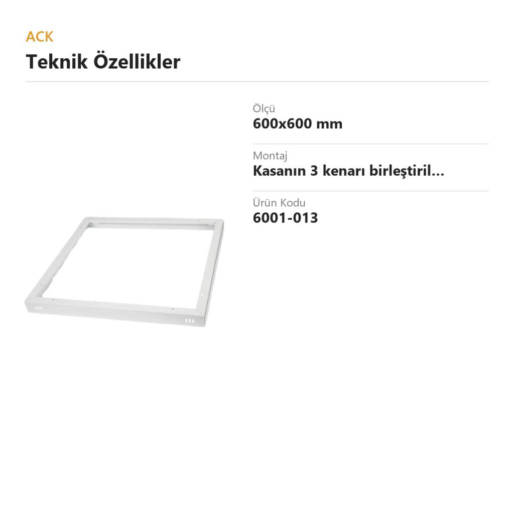 ACK 600x600 Sıva Üstü LED Panel Kasası (Demonte) 6001-013 - 2