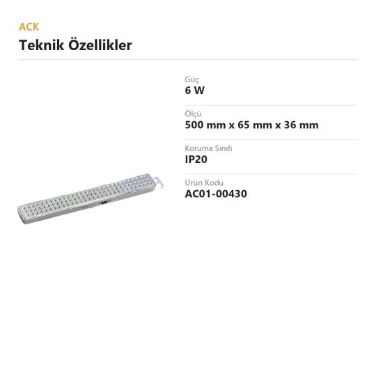 ACK 6W 90 LED Şarjlı El Feneri / Işıldak AC01-00430 - 4