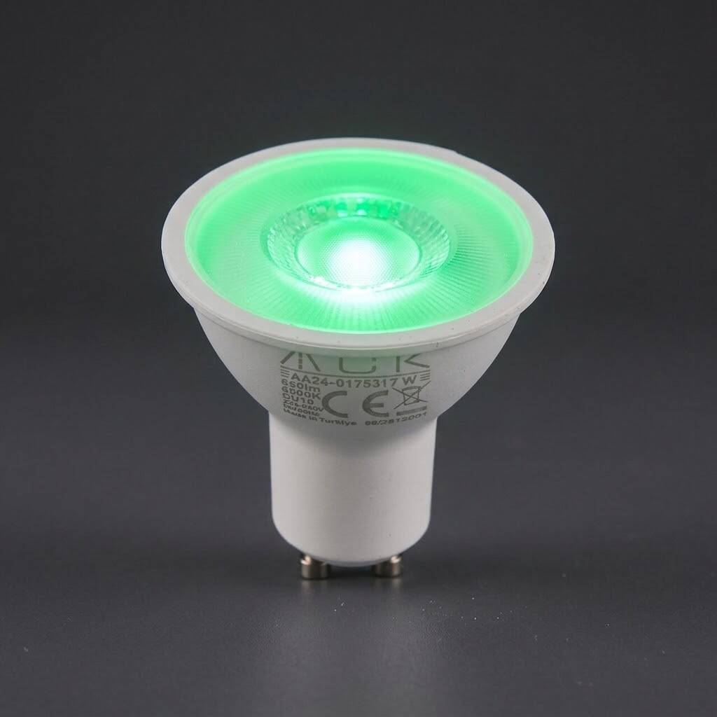 ACK 7W GU10 Lensli GU10 Yeşil - LED Ampul AA24-01755 - 3