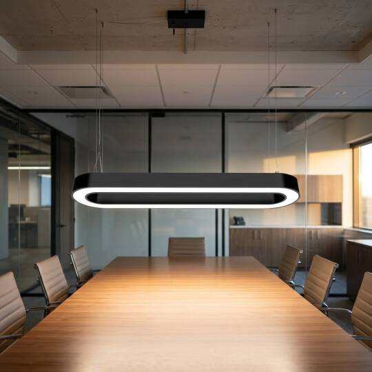 ACK 80W Geniş Çaplı Dekoratif Linear Sarkıt Armatür 120 cm Oval Uzun Siyah Kasa AL02-15201 - 2