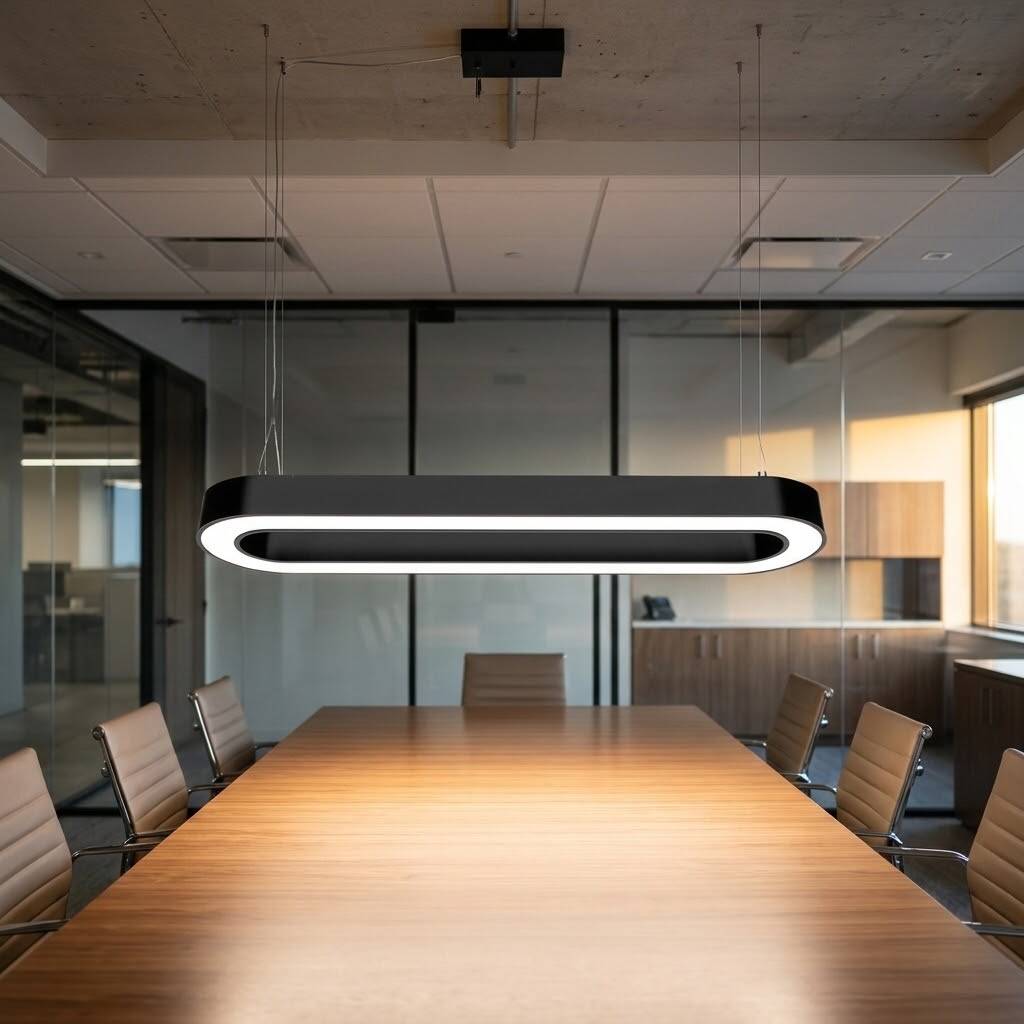ACK 80W Geniş Çaplı Dekoratif Linear Sarkıt Armatür 120 cm Oval Uzun Siyah Kasa AL02-15201 - 2