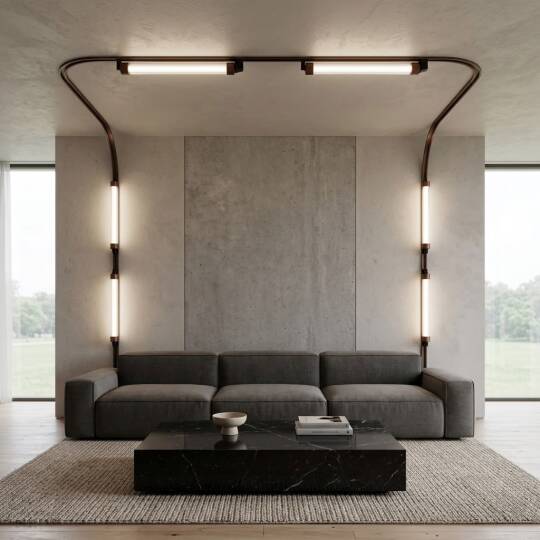 ACK 8W CCT (3 Renk) 48V Loomis Kemerli Sistem Armatürü Yatay Tüp (Boru) Sarkıt (Koyu Kırmızı (Dark Red) + PMMA) AD55-06197 - 2