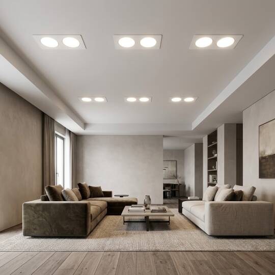 ACK Alüminyum Boş Spot Kasası / Armatürü Dikdörtgen (İkili) (Beyaz-Platin Silver) AH03-07330 - 2