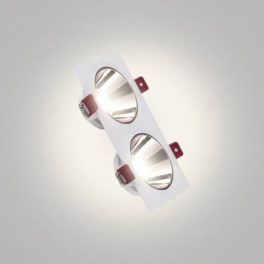 ACK Alüminyum Boş Spot Kasası / Armatürü Dikdörtgen (İkili) (Beyaz-Platin Silver) AH03-07330 - 3