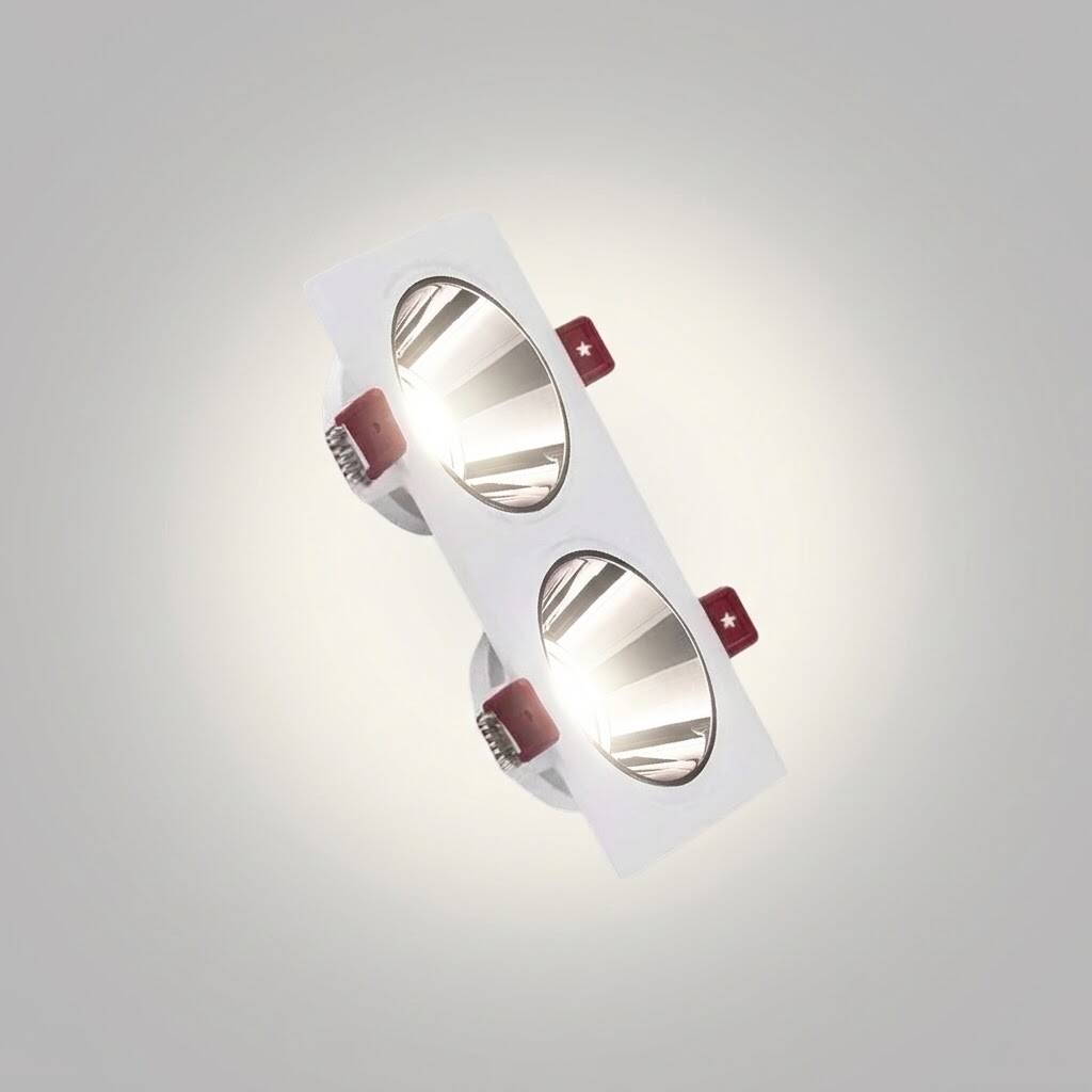 ACK Alüminyum Boş Spot Kasası / Armatürü Dikdörtgen (İkili) (Beyaz-Platin Silver) AH03-07330 - 3