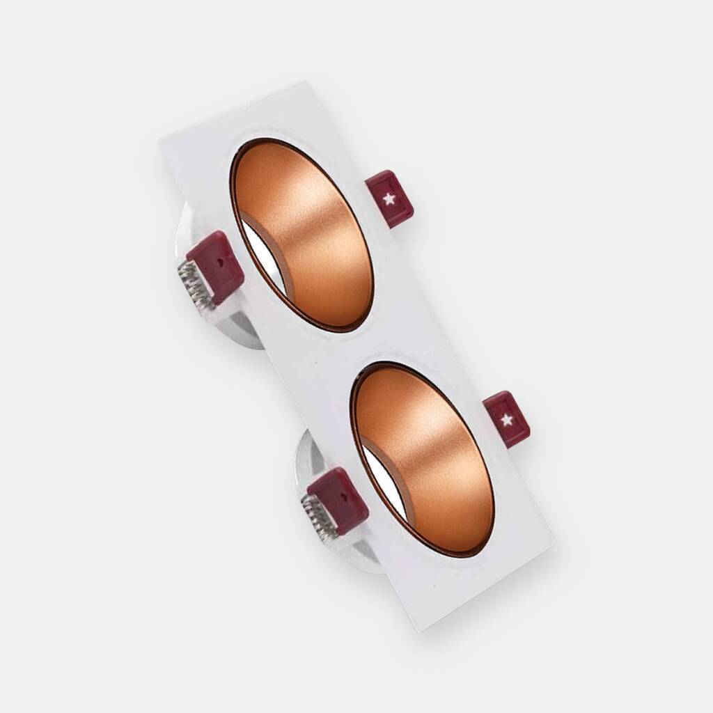 ACK Alüminyum Boş Spot Kasası / Armatürü Dikdörtgen (İkili) (Beyaz-Rose Gold) AH03-07320 - 1