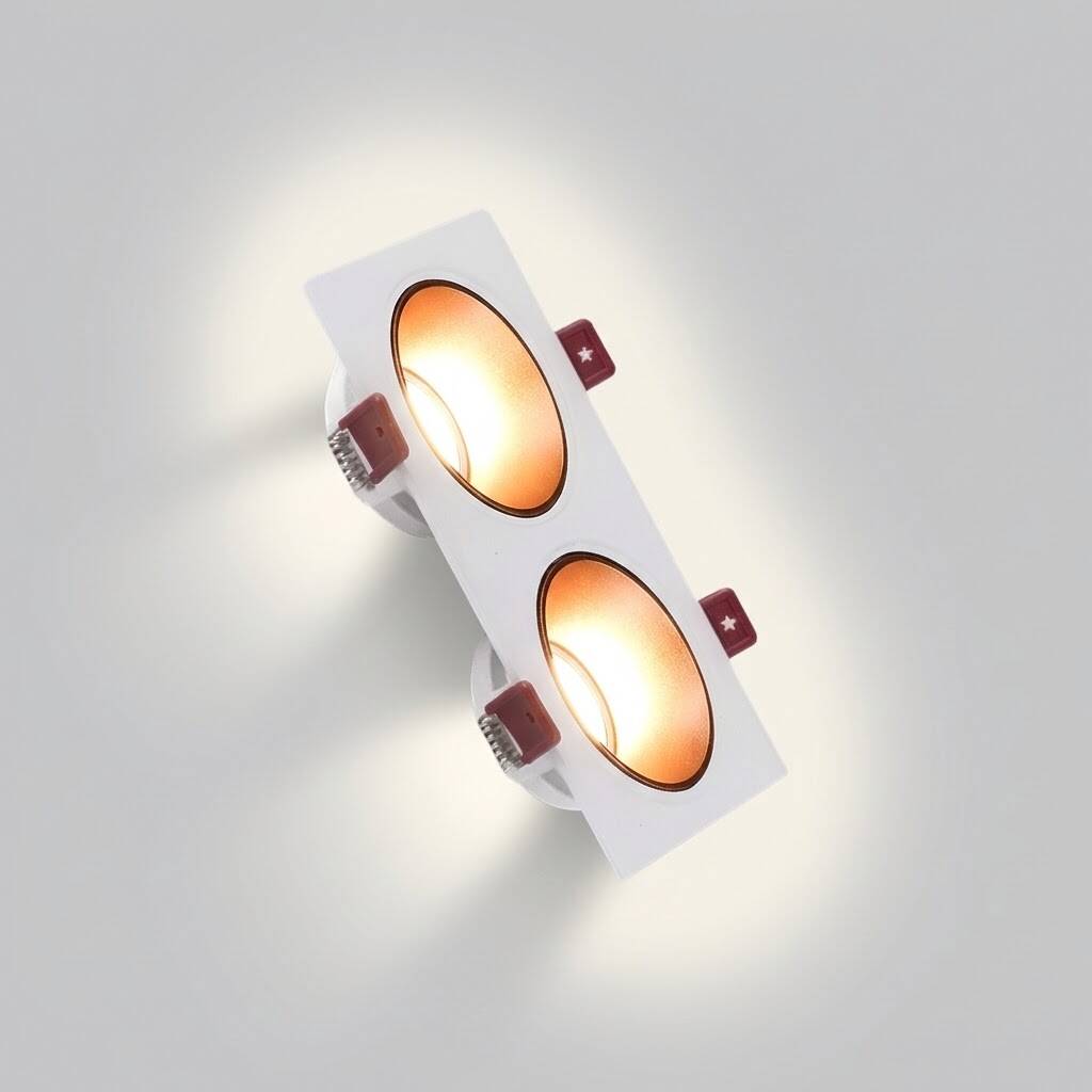 ACK Alüminyum Boş Spot Kasası / Armatürü Dikdörtgen (İkili) (Beyaz-Rose Gold) AH03-07320 - 3