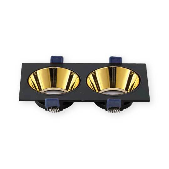 ACK Alüminyum Boş Spot Kasası / Armatürü Dikdörtgen (İkili) (Siyah-Gold) AH03-08321