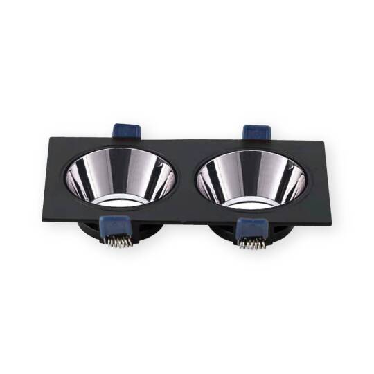 ACK Alüminyum Boş Spot Kasası / Armatürü Dikdörtgen (İkili) (Siyah-Platin) AH03-08331