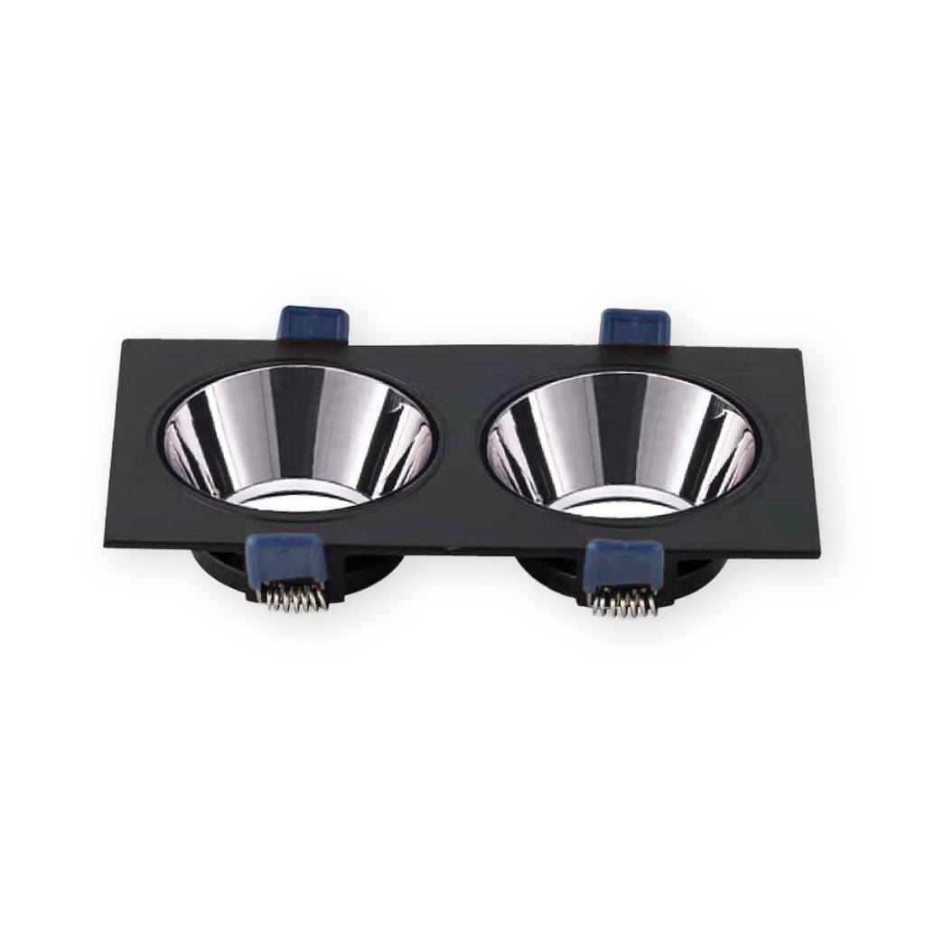 ACK Alüminyum Boş Spot Kasası / Armatürü Dikdörtgen (İkili) (Siyah-Platin) AH03-08331 - 1
