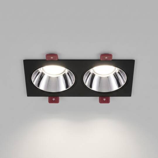ACK Alüminyum Boş Spot Kasası / Armatürü Dikdörtgen (İkili) (Siyah-Platin Silver) AH03-07331 - 3