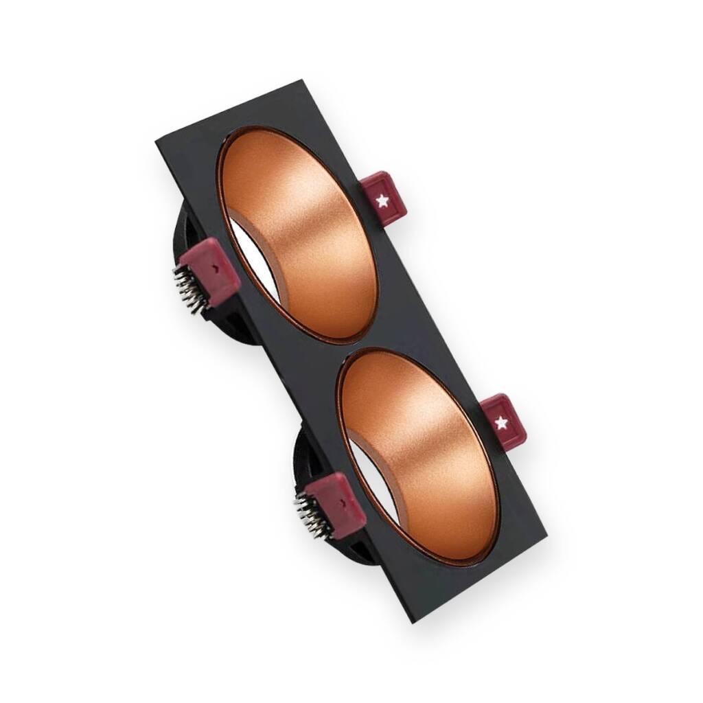 ACK Alüminyum Boş Spot Kasası / Armatürü Dikdörtgen (İkili) (Siyah-Rose Gold) AH03-07321 - 1
