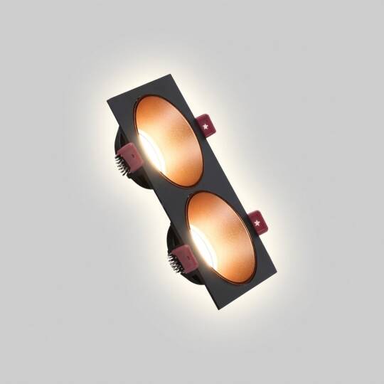 ACK Alüminyum Boş Spot Kasası / Armatürü Dikdörtgen (İkili) (Siyah-Rose Gold) AH03-07321 - 3