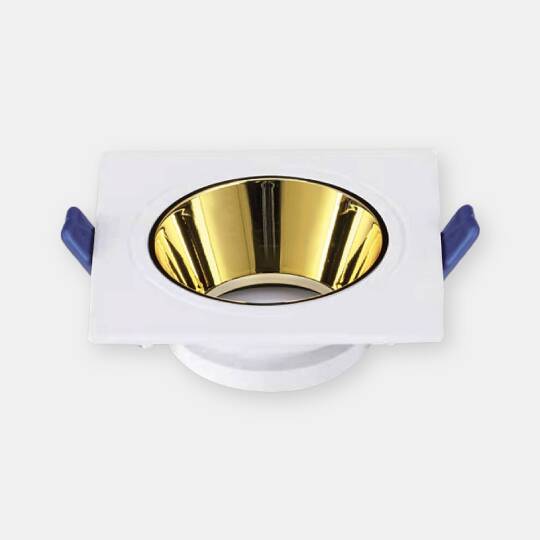 ACK Alüminyum Boş Spot Kasası / Armatürü Kare (Beyaz-Gold) AH03-08020