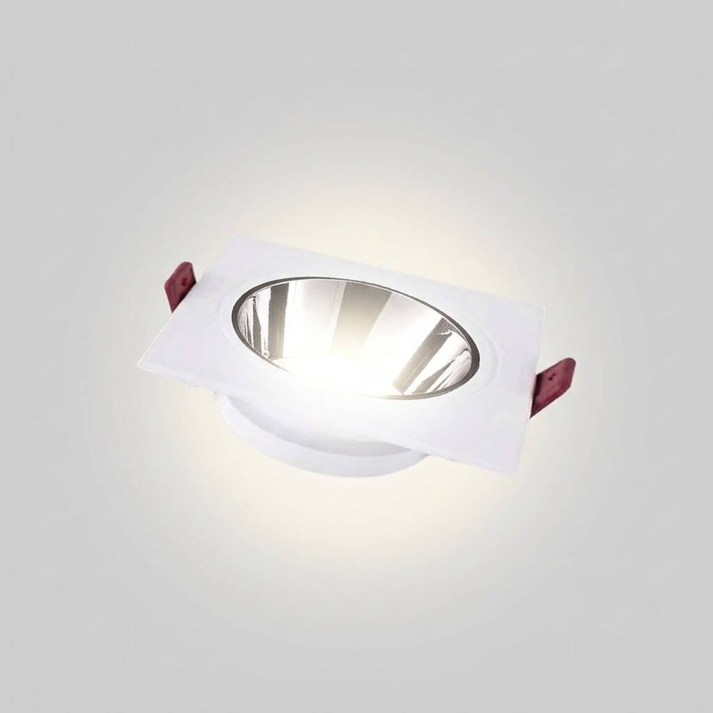 ACK Alüminyum Boş Spot Kasası / Armatürü Kare (Tekli) (Beyaz-Platin Silver) AH03-07030 - 3
