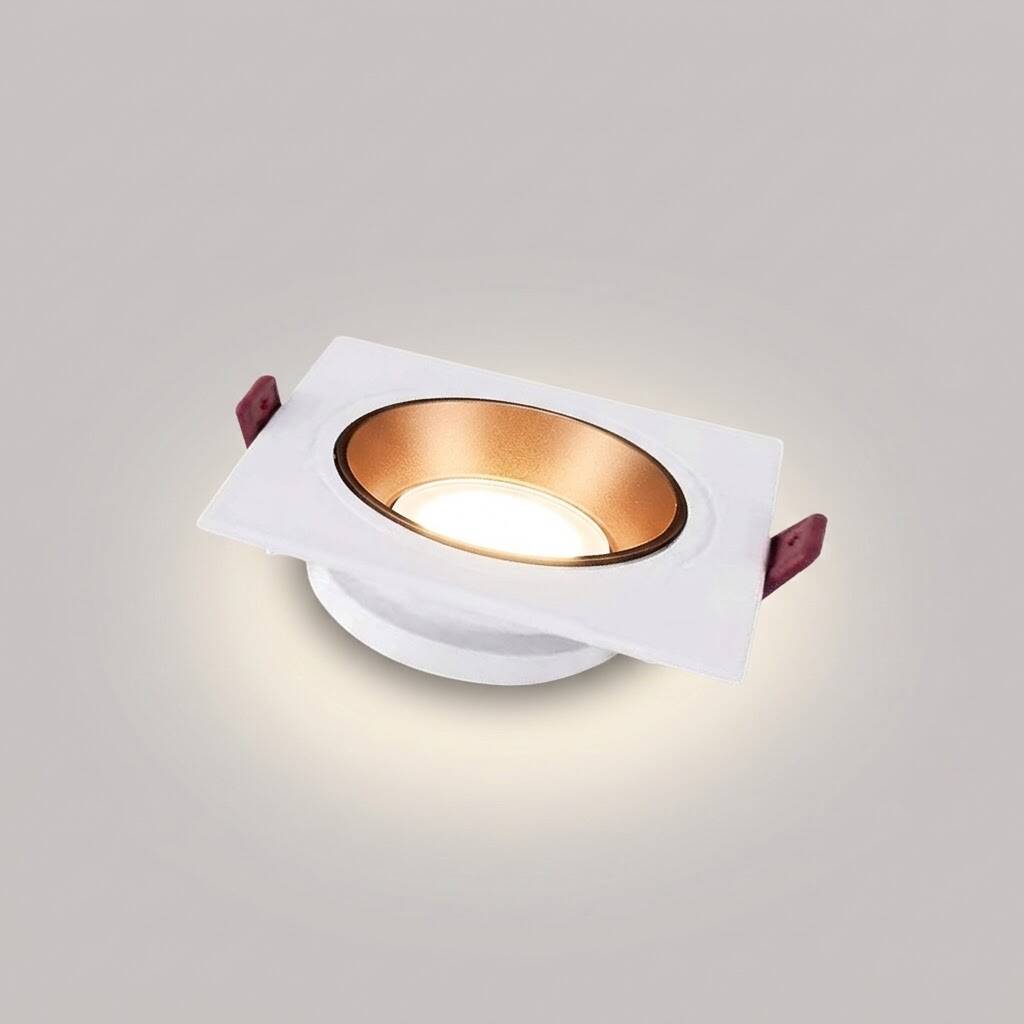 ACK Alüminyum Boş Spot Kasası / Armatürü Kare (Tekli) (Beyaz-Rose Gold) AH03-07020 - 3