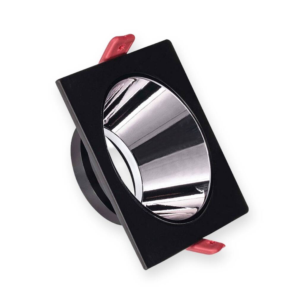 ACK Alüminyum Boş Spot Kasası / Armatürü Kare (Tekli) (Siyah-Platin Silver) AH03-07031 - 1