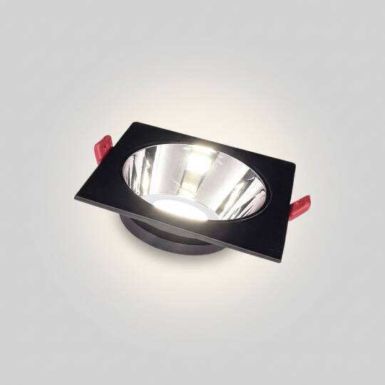 ACK Alüminyum Boş Spot Kasası / Armatürü Kare (Tekli) (Siyah-Platin Silver) AH03-07031 - 3