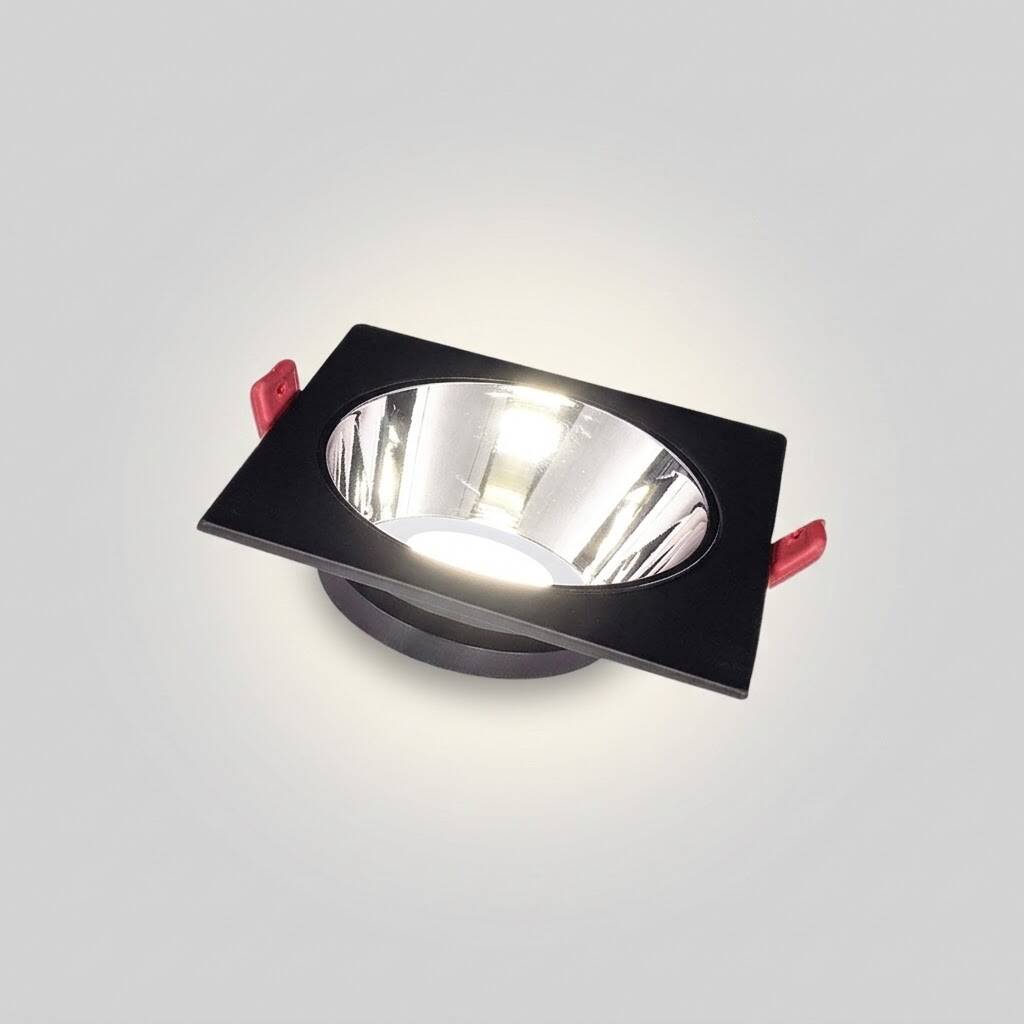 ACK Alüminyum Boş Spot Kasası / Armatürü Kare (Tekli) (Siyah-Platin Silver) AH03-07031 - 3