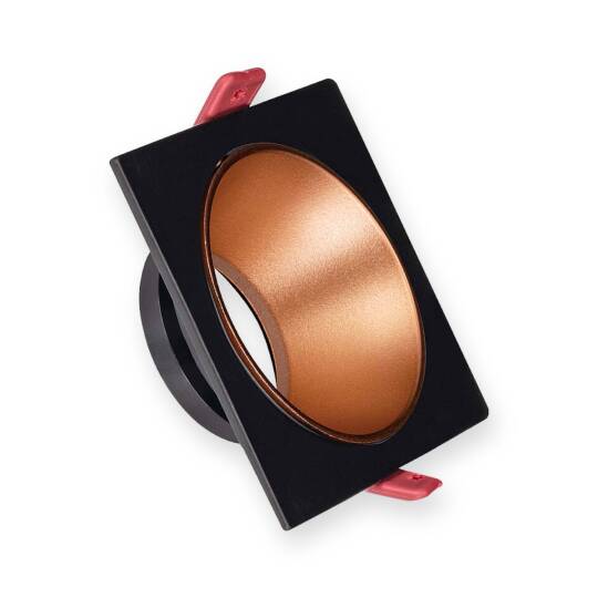 ACK Alüminyum Boş Spot Kasası / Armatürü Kare (Tekli) (Siyah-Rose Gold) AH03-07021