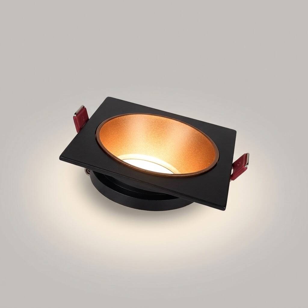 ACK Alüminyum Boş Spot Kasası / Armatürü Kare (Tekli) (Siyah-Rose Gold) AH03-07021 - 3