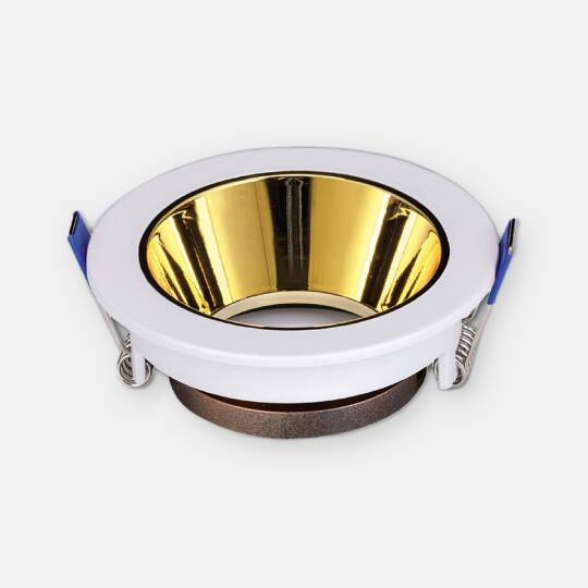 ACK Alüminyum Boş Spot Kasası / Armatürü Yuvarlak (Beyaz-Gold) AH03-08220
