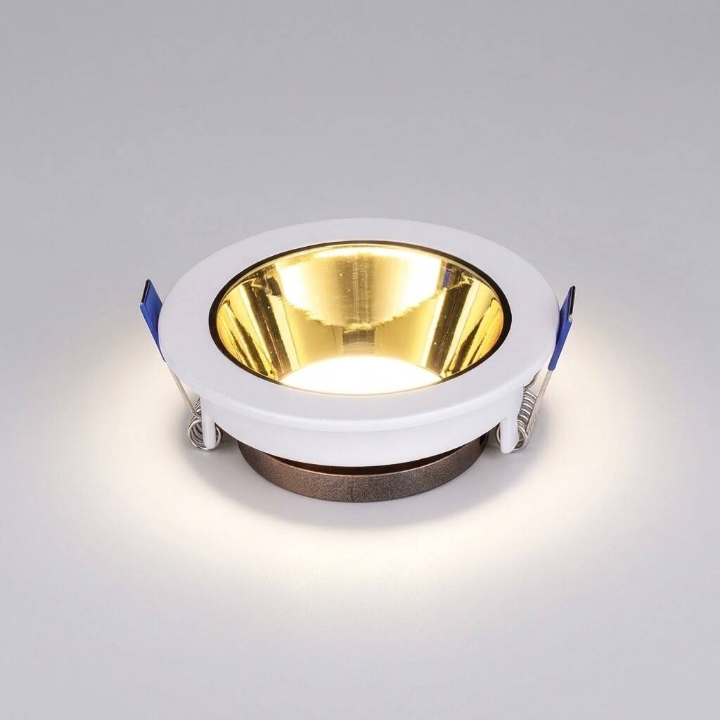 ACK Alüminyum Boş Spot Kasası / Armatürü Yuvarlak (Beyaz-Gold) AH03-08220 - 3