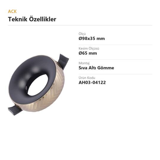ACK Alüminyum Boş Spot Kasası / Armatürü Yuvarlak (Bronz-Siyah) AH03-04122 - 4
