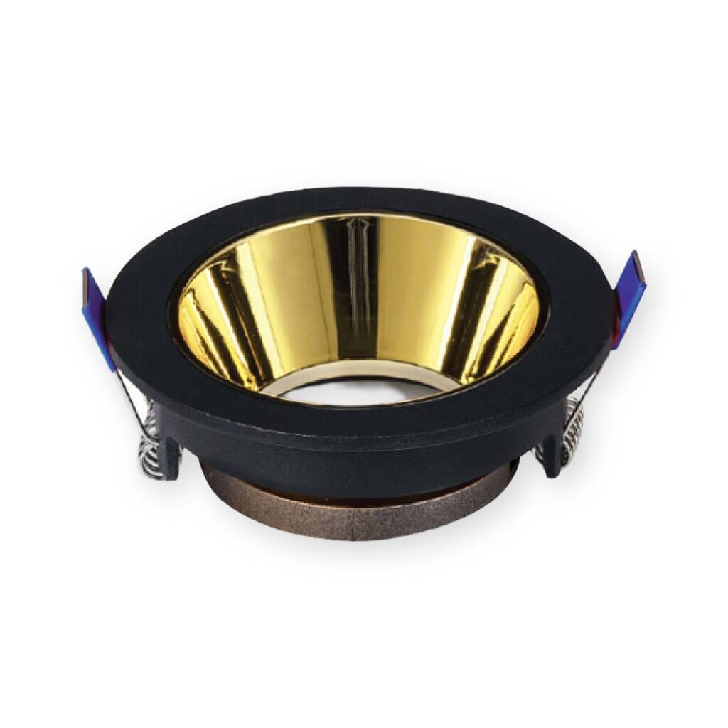 ACK Alüminyum Boş Spot Kasası / Armatürü Yuvarlak (Siyah-Gold) AH03-08221 - 1