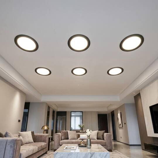 ACK Alüminyum Boş Spot Kasası / Armatürü Yuvarlak (Siyah-Gold) AH03-08221 - 2