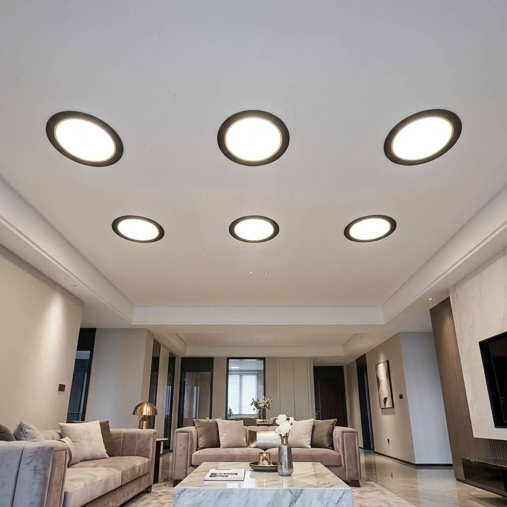 ACK Alüminyum Boş Spot Kasası / Armatürü Yuvarlak (Siyah-Gold) AH03-08221 - 2