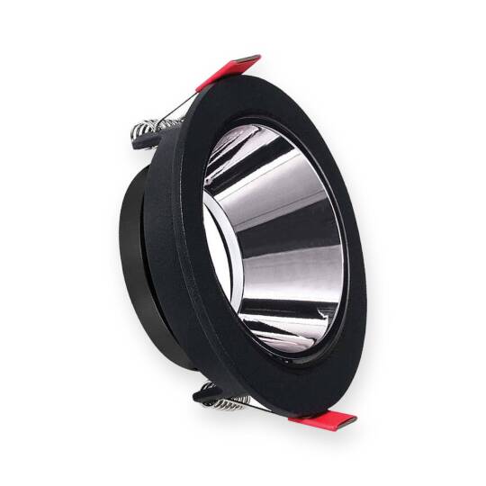ACK Alüminyum Boş Spot Kasası / Armatürü Yuvarlak (Tekli) (Siyah-Platin Silver) AH03-07231