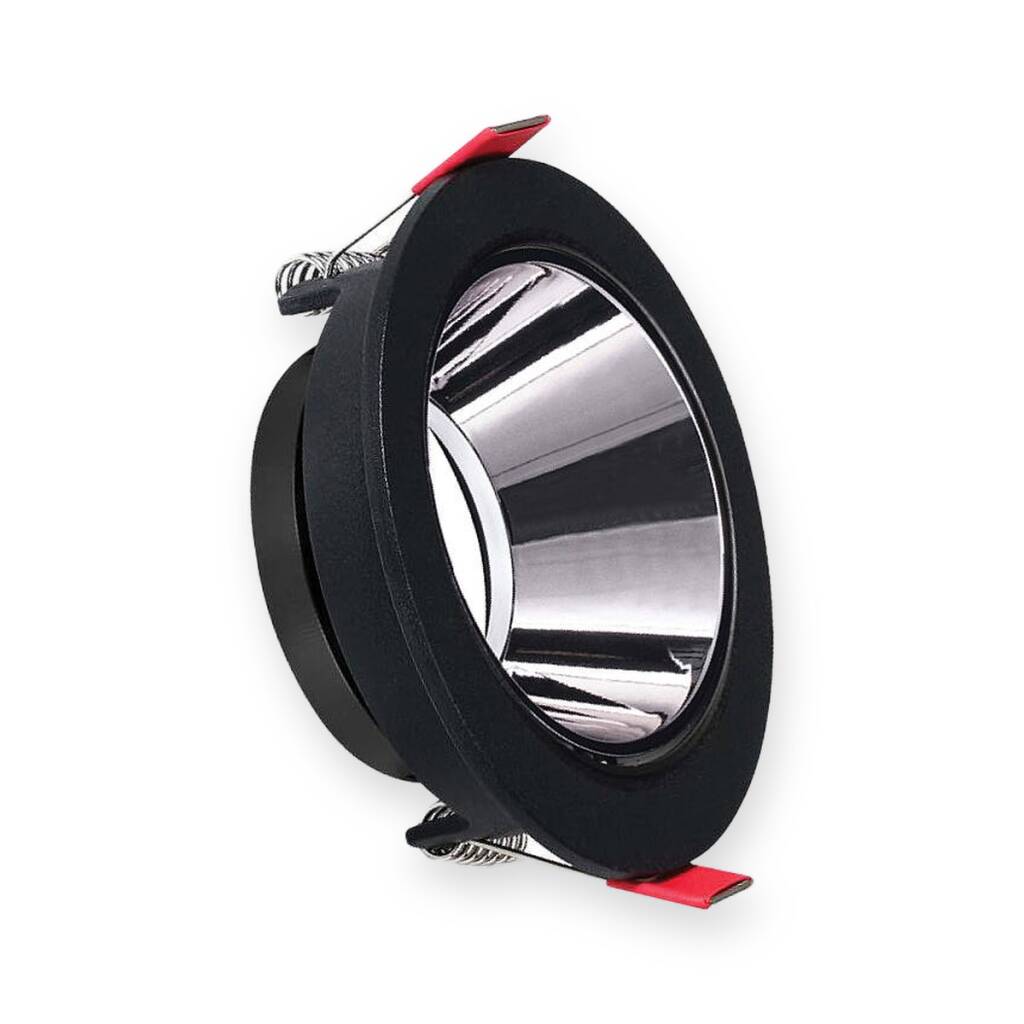 ACK Alüminyum Boş Spot Kasası / Armatürü Yuvarlak (Tekli) (Siyah-Platin Silver) AH03-07231 - 1