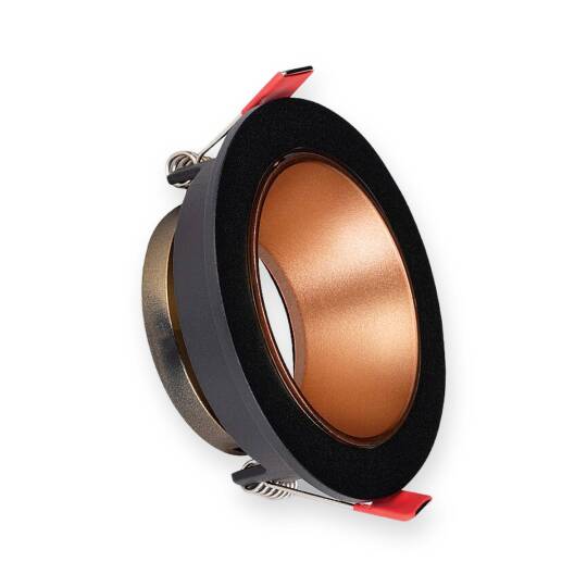 ACK Alüminyum Boş Spot Kasası / Armatürü Yuvarlak (Tekli) (Siyah-Rose Gold) AH03-07221